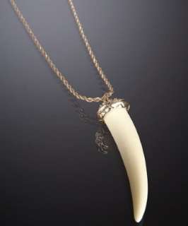 Kenneth Jay Lane ivory enamel horn pendant necklace   up to 70 