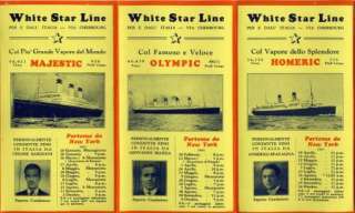 SHIP SCHEDULES AND FARES WHITE STAR LINE 1931, IN ITALY  