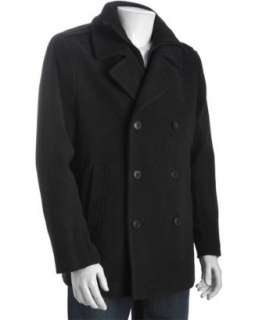 Calvin Klein charcoal wool blend knit collar peacoat   up to 