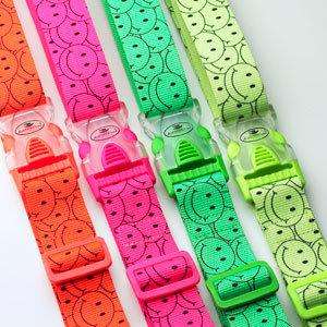 Neon Green Smiley Luggage sure strap suit case pack  