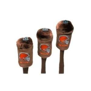  NFL Cleveland Browns 3 Barrell Golf Headcovers: Sports 