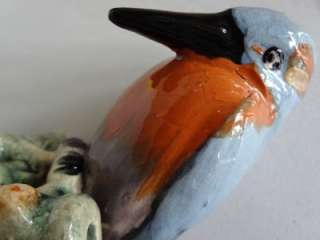 Early WELLER BRIGHTON Woodpecker Bird Flower Frog Art Pottery Ceramic 