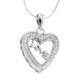    Sterling Silver Love open Heart Filigree Pendant: Jewelry