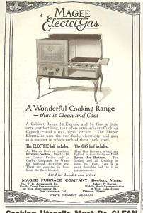 1922 MAGEE Electri Gas RANGE kitchen ART AD~20s deco  