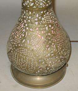   35 Antique Hand Hammered Brass Persian Table Lamp c. 1920  