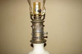 Vintage Leviton USA Brass Porcelain Milk Glass Lamp  