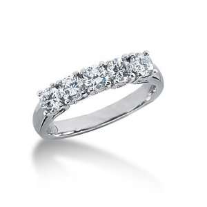  0.75 Ct Diamond Wedding Band Ring Round Prong 14k White 