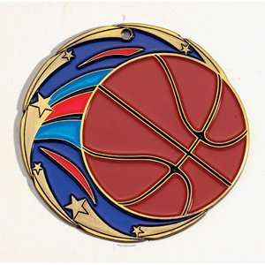  2 1/2 Die Cast Medals with Full Color Basketball detail 