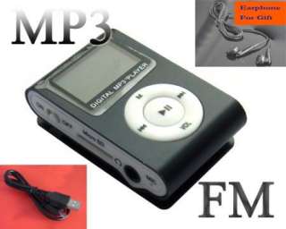Black Mini Metal Clip MP3 Player FM Radio LCD Screen for 2/4/8/16GB TF 