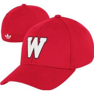  Wisconsin Badgers adidas Originals Vault Flex Hat: Sports 