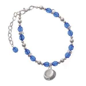 Dog Bowl Top Dog 3 D Blue Czech Glass Beaded Charm Bracelet [Jewelry 