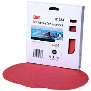 3M 01253 Stikit Red 6 P220 Grit Abrasive Disc Value Pack, (Pack of 25 