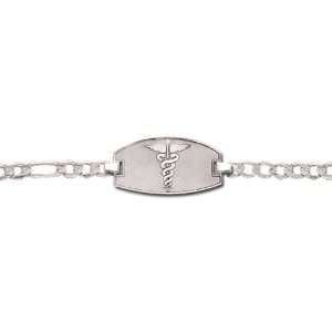    Sterling Silver Medical Id Bracelet W/ Figaro Chain Jewelry