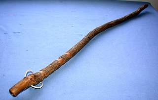 Vintage Wood Bark Initialed Cane Walking Stick  