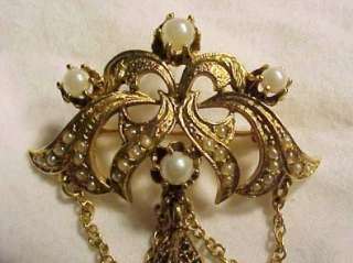 Antique 14 K gold brooch pearls & Jade WOW  