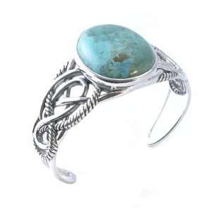 Barse Sterling Silver Turquoise Roped Cuff Bracelet 