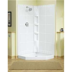  Intrigue 39 In. White Neo Angle Corner Shower Unit