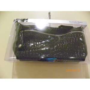 Black Shiny Crocs Skin Accessory Pouch Fauna Collection 