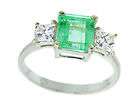 27ct Three Stone Colombian Emerald & Diamond Ring in 