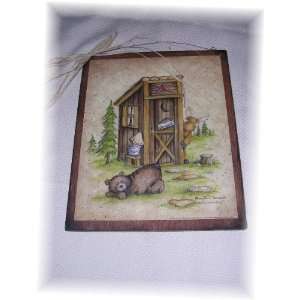   Country Bath Outhouse Sign Wooden Bathroom Wall Signs: Home & Kitchen