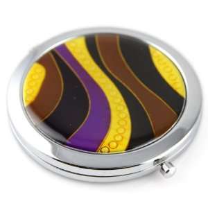 Colorful Wave Gel Inlay   Steel Compact Pocket Mirror With Regular And 