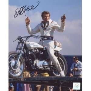  Evel Knievel Signed 16x20   On Bike Color Sports 