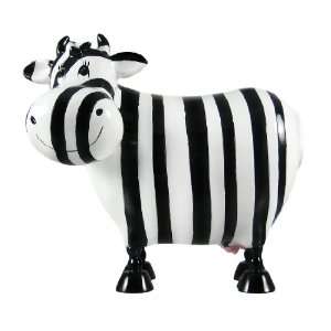  White / Black Striped Designer Dairy Cow Piggy Bank: Home 
