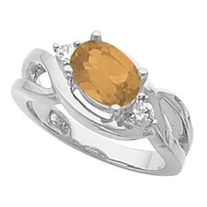   14K White Gold Spessartite Garnet and Diamond Ring: Jewelry