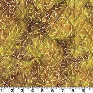  42 Wide Quilted Batik Swirls Yellow Fabric By The Yard 
