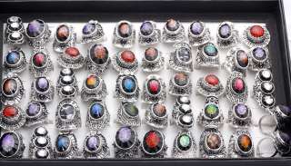 10pcs Lots Vintage Crystal Tibet Silver Tone Rings 1547  