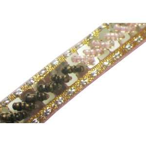  4.5 Yard Copper Baby Pink Gold Beaded Trim Ribbon New: Arts 