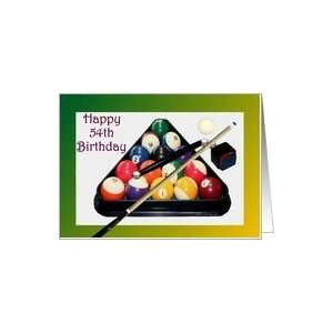   Age Specific 54th ~ Racked Pool Balls, Cue & Chalk Card Toys & Games