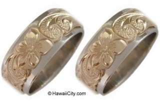 Hawaiian Jewelry Wedding Bands Engagement 2 Ring Set  
