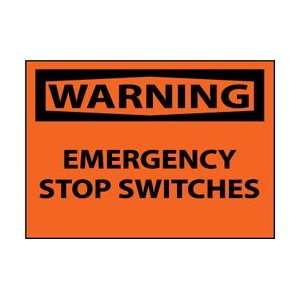 W447AP   Warning, Emergency Stop Switches, 3 X 5, Pressure Sensitive 