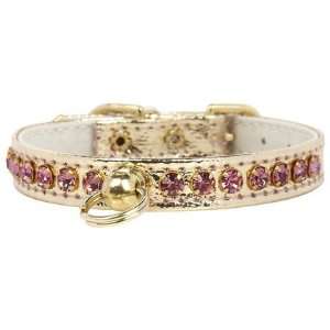 Fab Dog Crystal Collar   Gold & Pink Stones   XX Small (Quantity of 1)