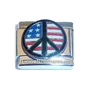    Patriotic Peace Sign Italian Charm Bracelet Jewelry Link: Jewelry