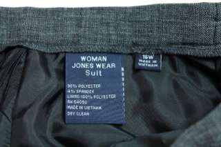 NWT womens gray JONES WEAR 2pc pant suit career classic $250 plus sz 