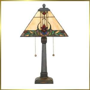  Tiffany Table Lamp, QZTF318T, 2 lights, Antique Bronze, 12 