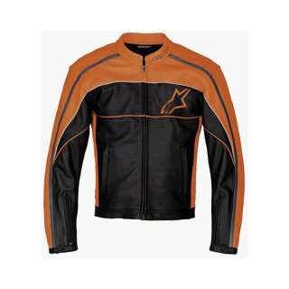  Alpinestars Spinner Leather Jacket Black/Orange MD 