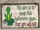   AIM IS TO KEEP BATHROOM CLEAN YOUR AIM WILL HELP BATH WALL SIGN PLAQUE