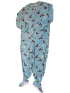 Soft Sensations Womens Fleece Moose Blanket Sleeper footed pjs Pajamas 