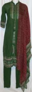   Gold Cotton Indian Salwar Kameez Punjabi Sari Pant Suit S 34  