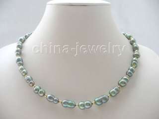 Beautiful 19 15mm green baroque freshwater pearl necklace