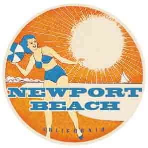 Newport Beach, CA Vintage  1950s Style Travel Decal  