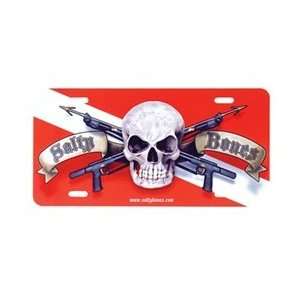   License Plate   Skull & Crossed Guns on Dive Flag: Sports & Outdoors