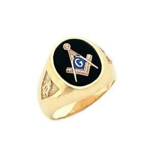  Mens Sterling Silver Masonic Freemason Mason Ring Onyx 
