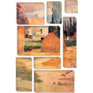 Haystack in Village by Paul Gauguin Canvas Painting Reproduction Art 