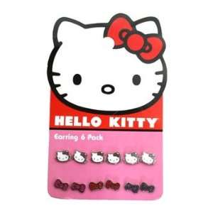  Hello Kitty Siz Pack Stud Earrings (Silver metal): Jewelry