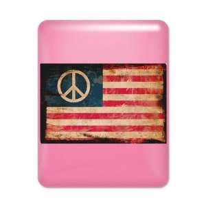    iPad Case Hot Pink Worn US Flag Peace Symbol 