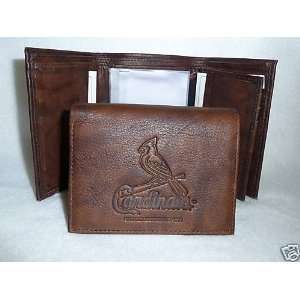  ST. LOUIS CARDINALS Leather TriFold Wallet NEW dkbr+ 